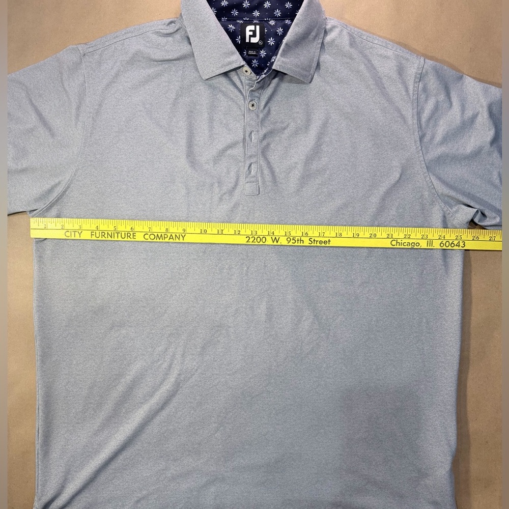 FootJoy Performance Golf Polo Men’s XL – Gray Stretch Shirt w/ Floral Collar - Picture 5 of 9